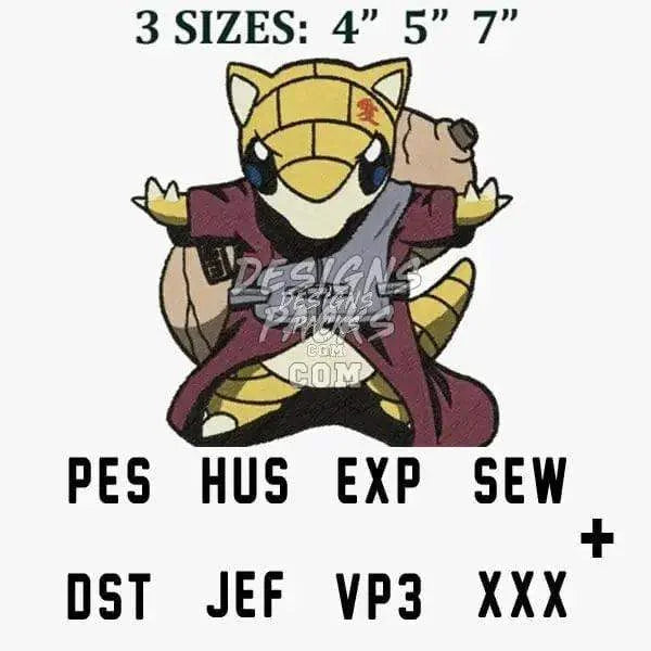 Poke animal Gaara Anime Embroidery Design