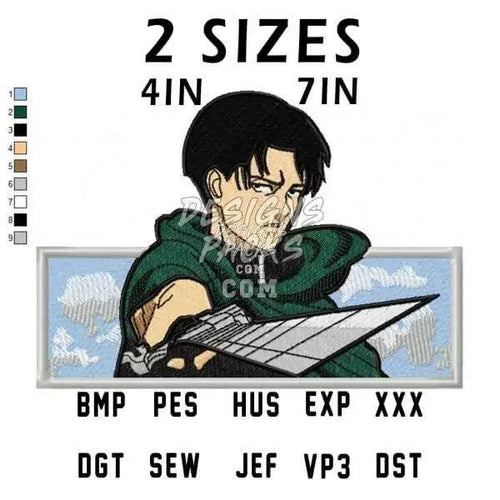 Levi Ackerman Anime Embroidery Design