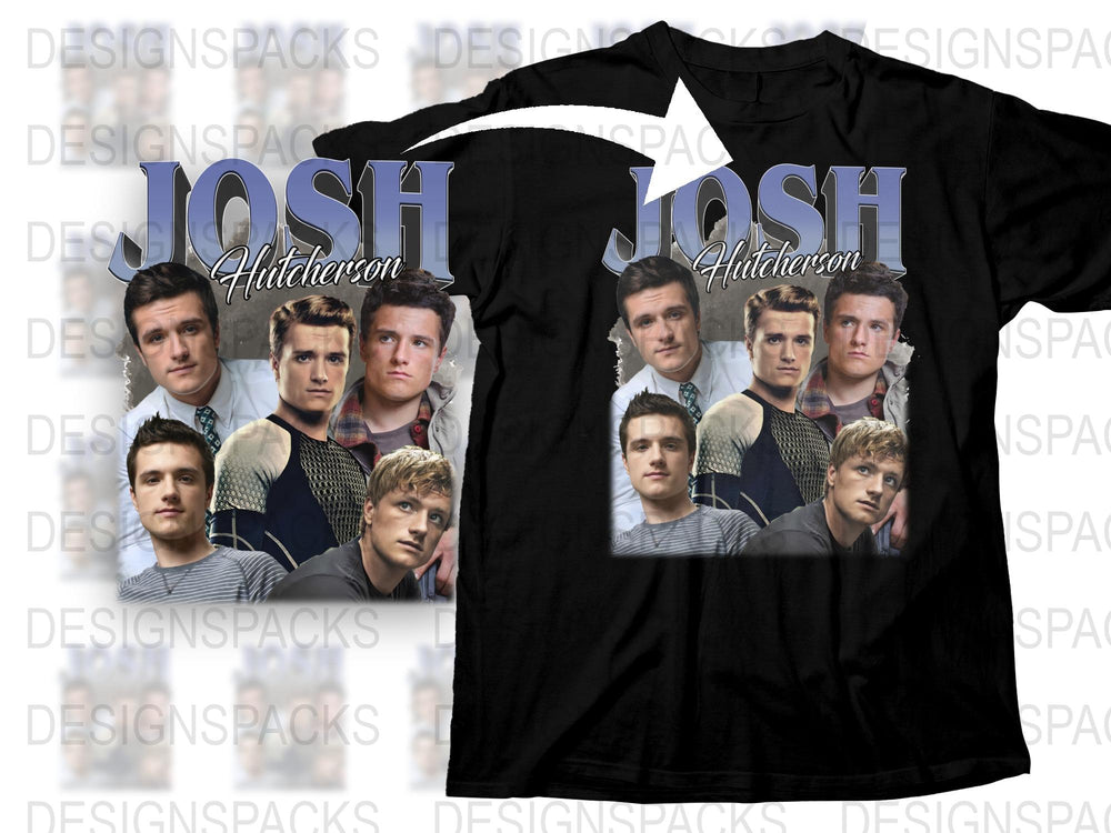 Josh Hutcherson Celebrity T-Shirt, Custom Fan Tee, Multiple Poses, Black Graphic Shirt