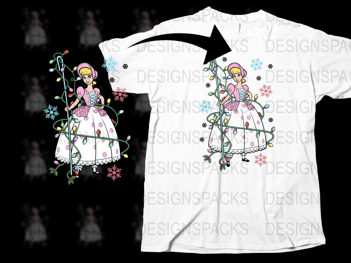 Fairy Tale Princess T-Shirt for Girls, Pink Dress, Floral Snowflake Pattern, Kids Fashion