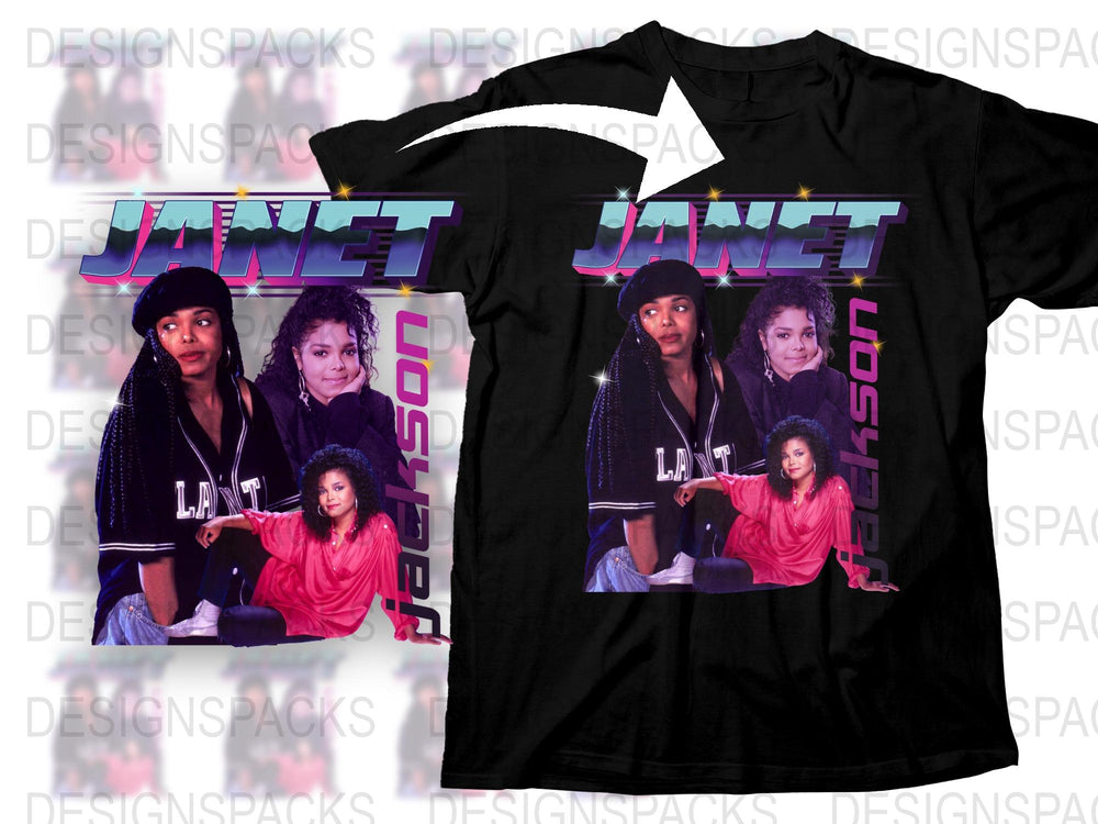 Vintage Janet Jackson T-Shirt, Retro 90s Pop Icon Music Tee, Unisex Black Graphic Shirt, Collector's Item