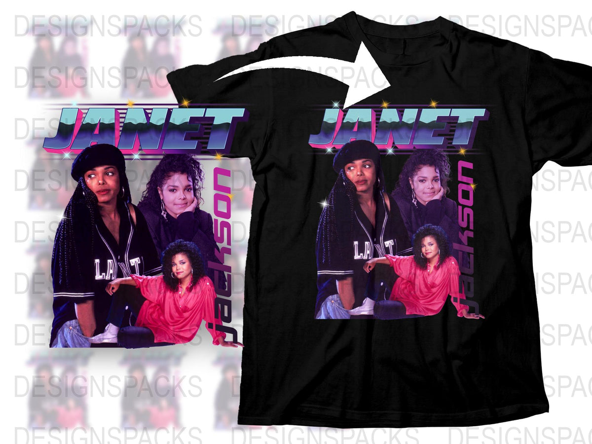 Vintage Janet Jackson T-Shirt, Retro 90s Pop Icon Music Tee, Unisex Black Graphic Shirt, Collector's Item