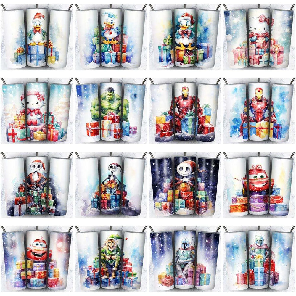119 Cartoon Gifts Christmas Tumbler Wrap Designs Bundle JPG