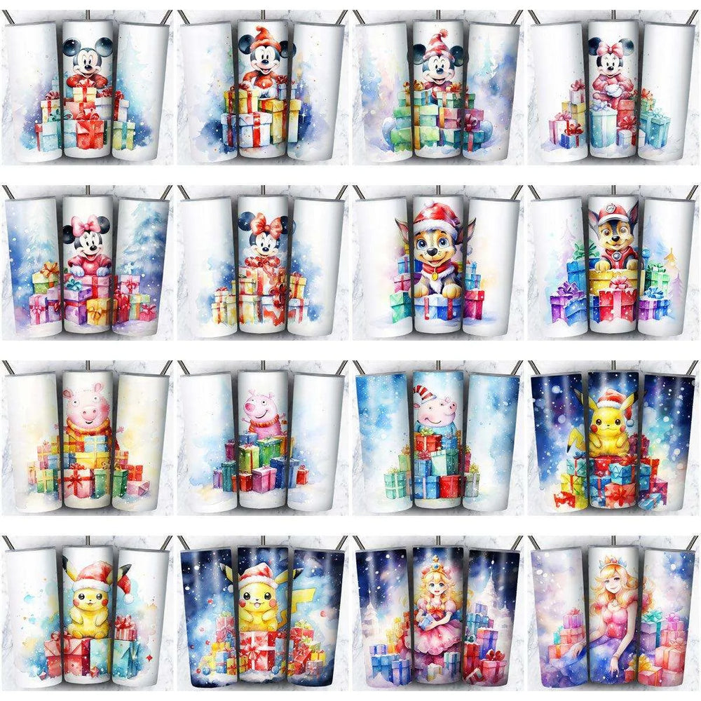 119 Cartoon Gifts Christmas Tumbler Wrap Designs Bundle JPG