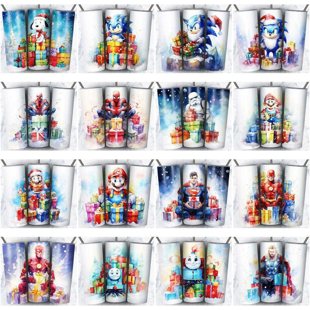 119 Cartoon Gifts Christmas Tumbler Wrap Designs Bundle JPG