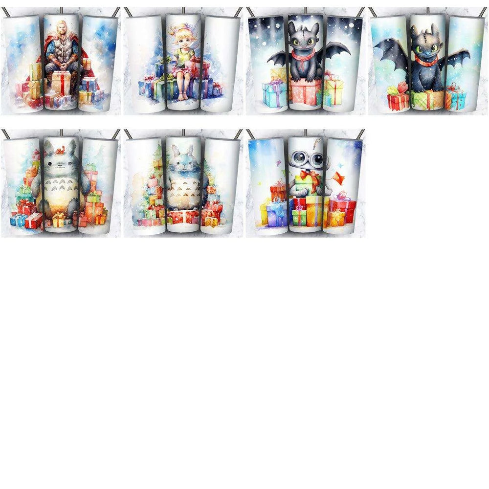 119 Cartoon Gifts Christmas Tumbler Wrap Designs Bundle JPG