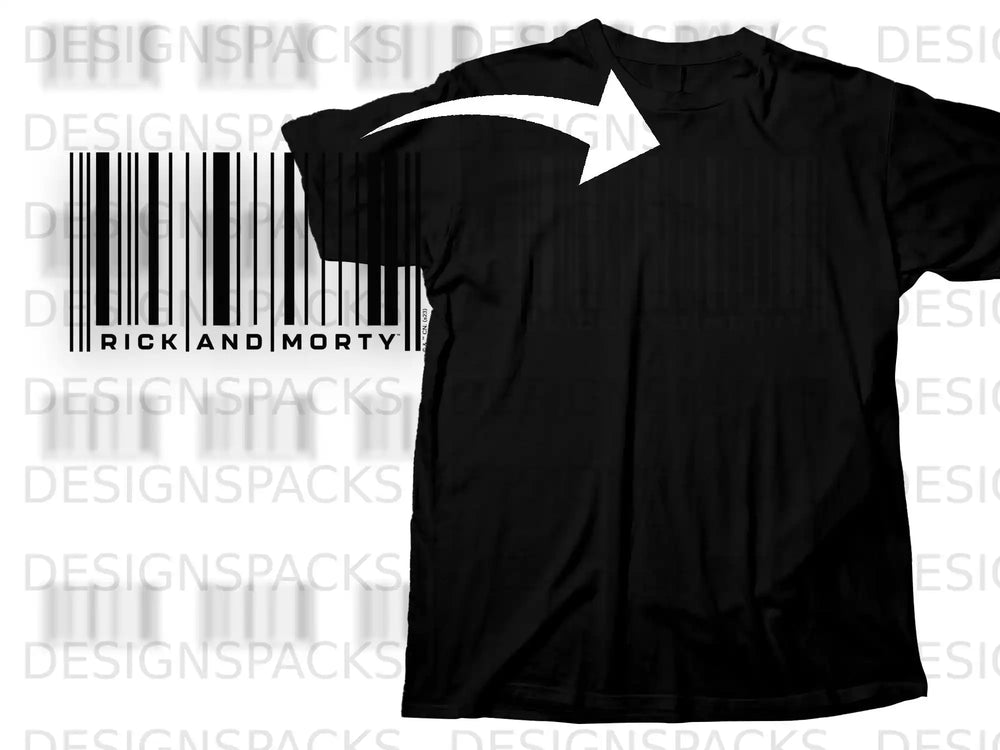 Rick And Morty Barcode Design Black T-Shirt