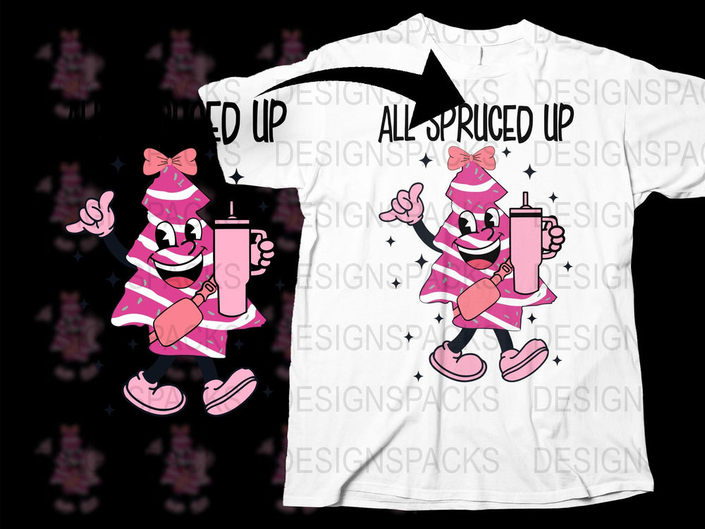 Festive Pink Elf Christmas T-Shirt, Fun Holiday Graphic Tee, Unisex Xmas Party Shirt, Elf with Drink Illustration