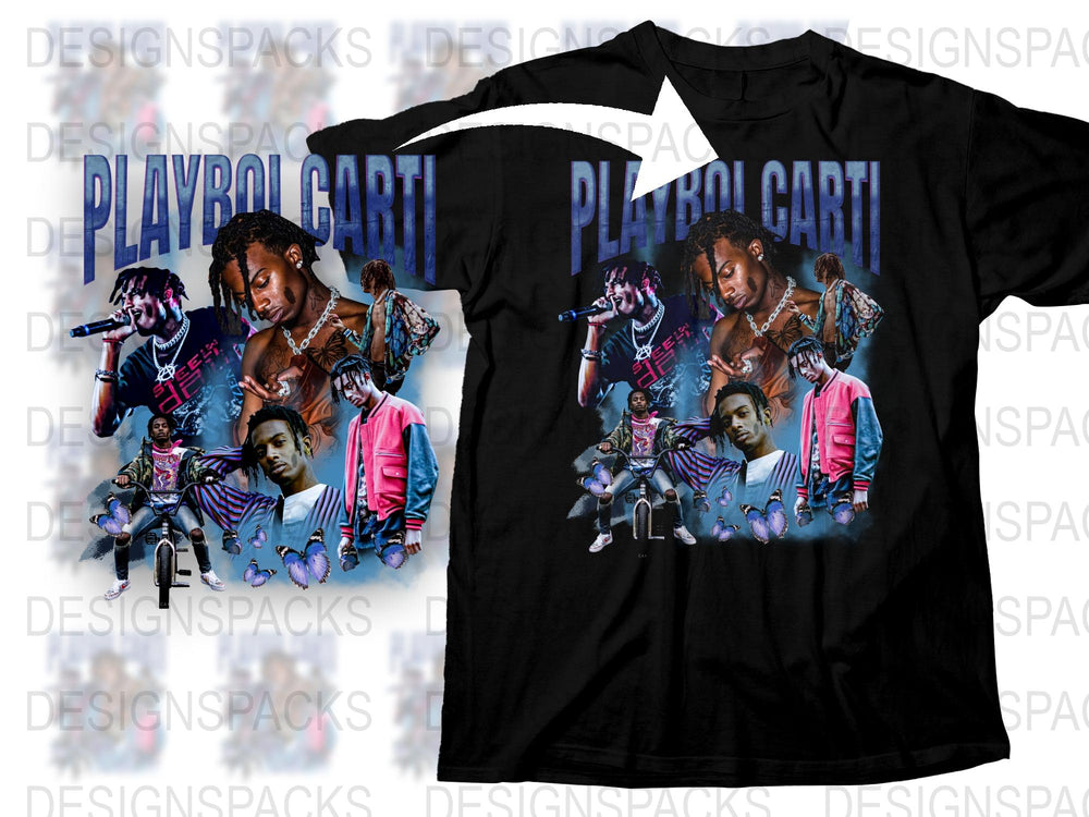 Playboy Carti Graphic T-Shirt, Hip Hop Artist Inspired Tee, Men's Fashion Streetwear, Casual Music Fan Apparel, Black Cotton Shirt