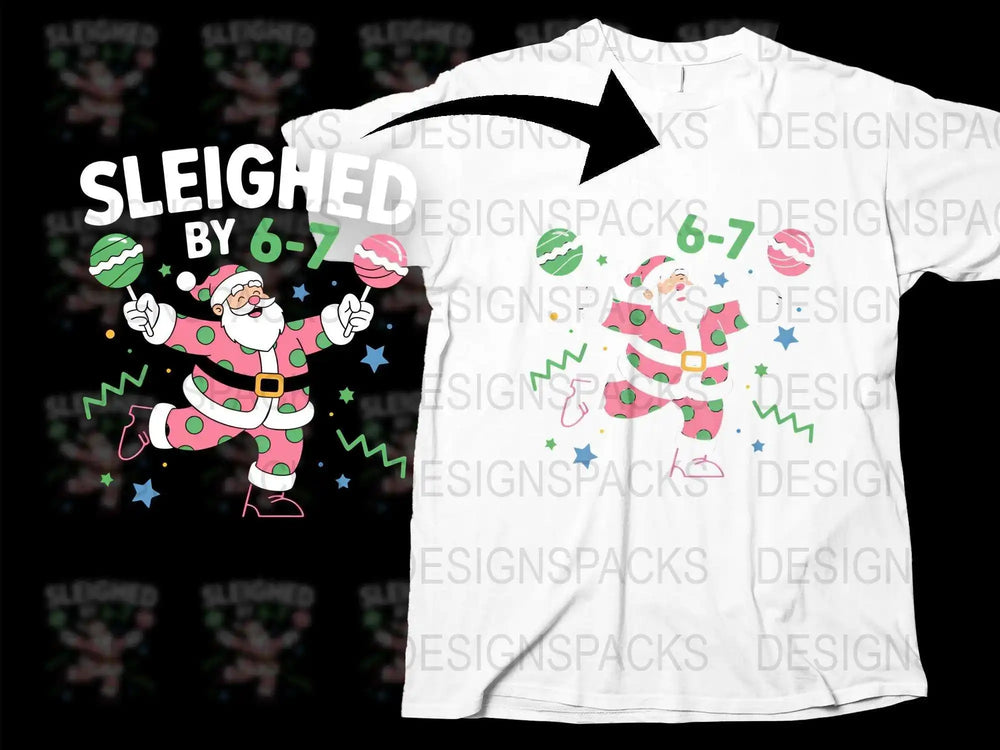 Festive Christmas T-Shirt Santa Claus Graphic Tee Holiday Apparel Full Color Print Unisex Clothing Unique Xmas Gift Idea