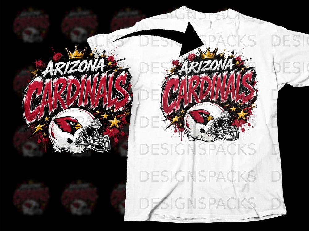 Arizona Cardinals logo with helmet, crown, and stars.