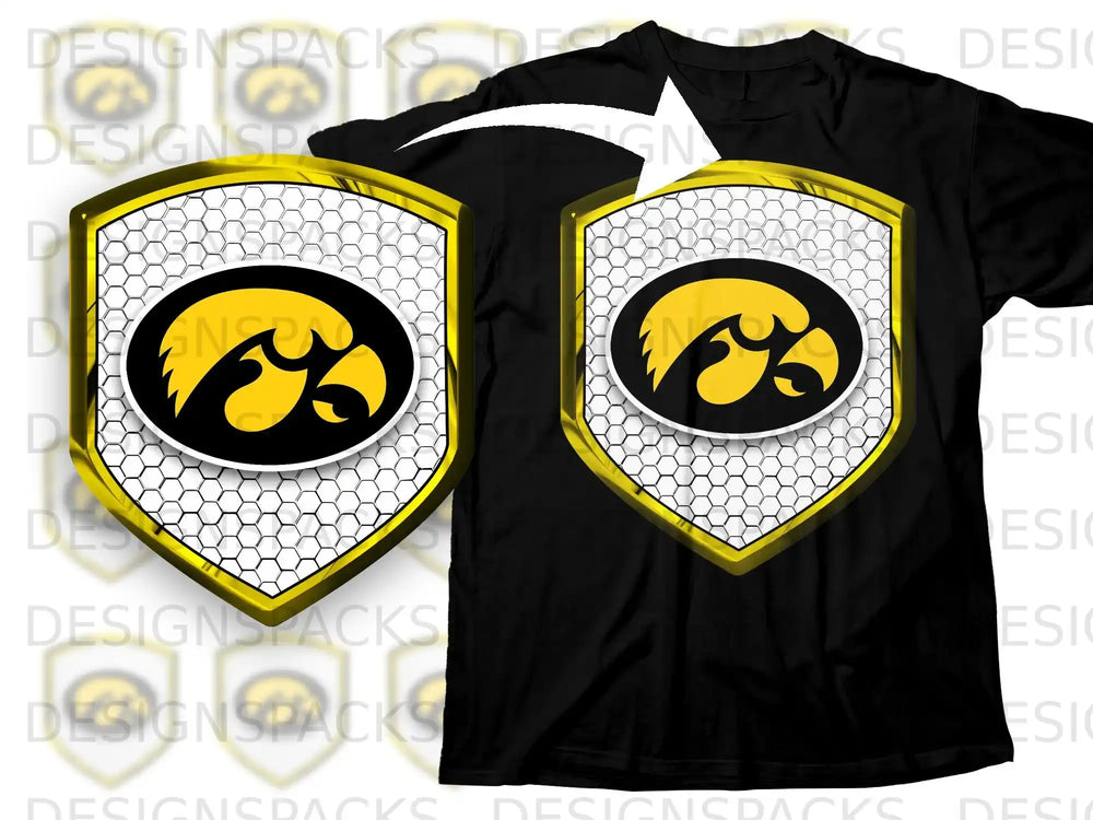 Unique Yellow and Black Design Shield Graphic Print
