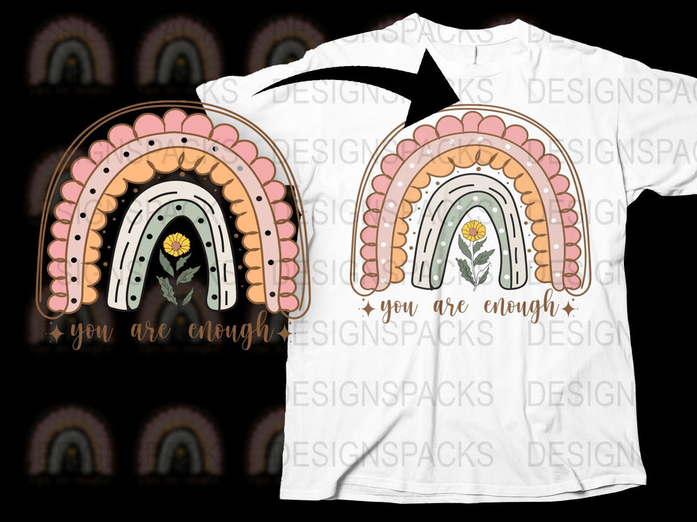 Inspirational Quote T-Shirt, You Are Enough, Rainbow Graphic Tee, Unisex Adult Clothing, Positive Message Shirt