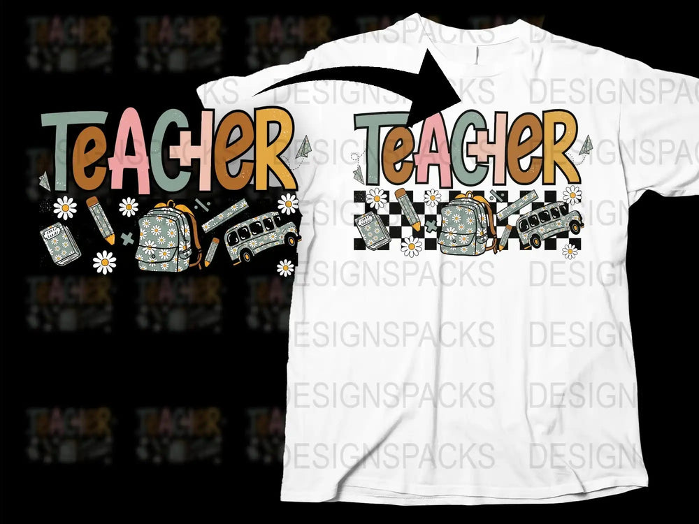 Teacher T-Shirt with Vintage Camera and Floral Design, Perfect Gift for Educators and Photography Lovers