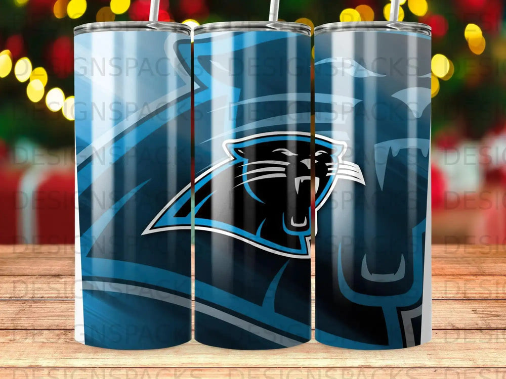 Carolina Panthers Team Logo Blue Black Stripes Tumbler product type