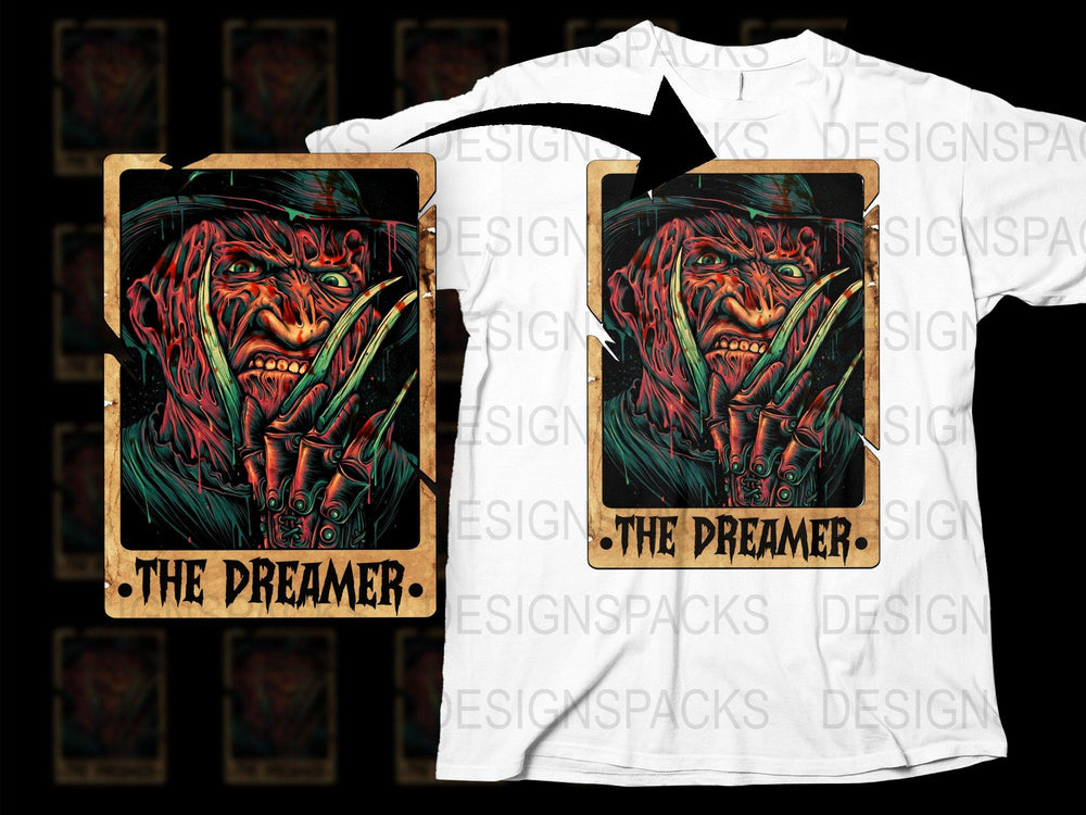 The Dreamer Graphic T-Shirt, Unique Horror Art Tee, Vintage Style Monster Design, Men's Fashion, Pop Culture Top, Creepy Illustration Shirt