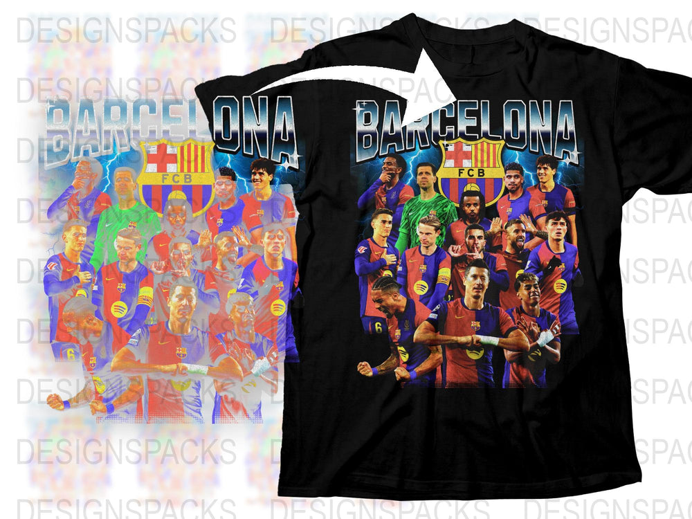 Barcelona Football Club T-Shirt, Vintage Style Graphic Tee, Soccer Fan Gift, Team Players Design Shirt