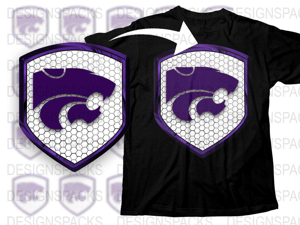 Custom Kansas State Powercat Logo T-Shirt, Purple and Black Graphic Tee, Sports Fan Apparel, Unique College Gear