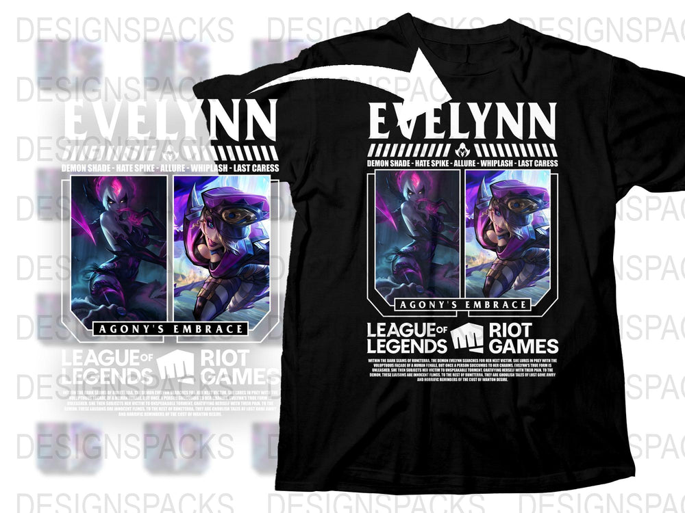 League of Legends Evelynn T-Shirt, Agony's Embrace Graphic Tee, Gaming Apparel, Riot Games Merchandise
