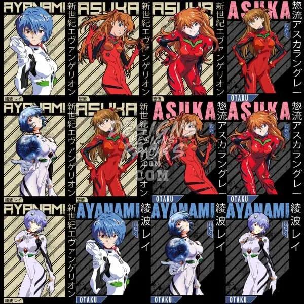 12 Neon Genesis Evangelion Anime Designs Bundle PNG designspacks