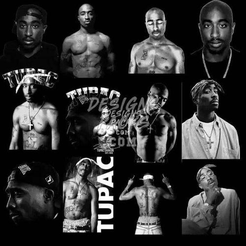 Tupac Shakur DTF DTG print-ready PNG designs bundle for t-shirts and apparel