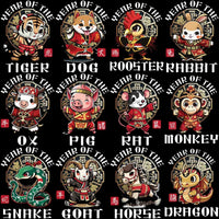 Load image into Gallery viewer, 12 Chinese Year Zodiac Signs Designs Bundle PNG
