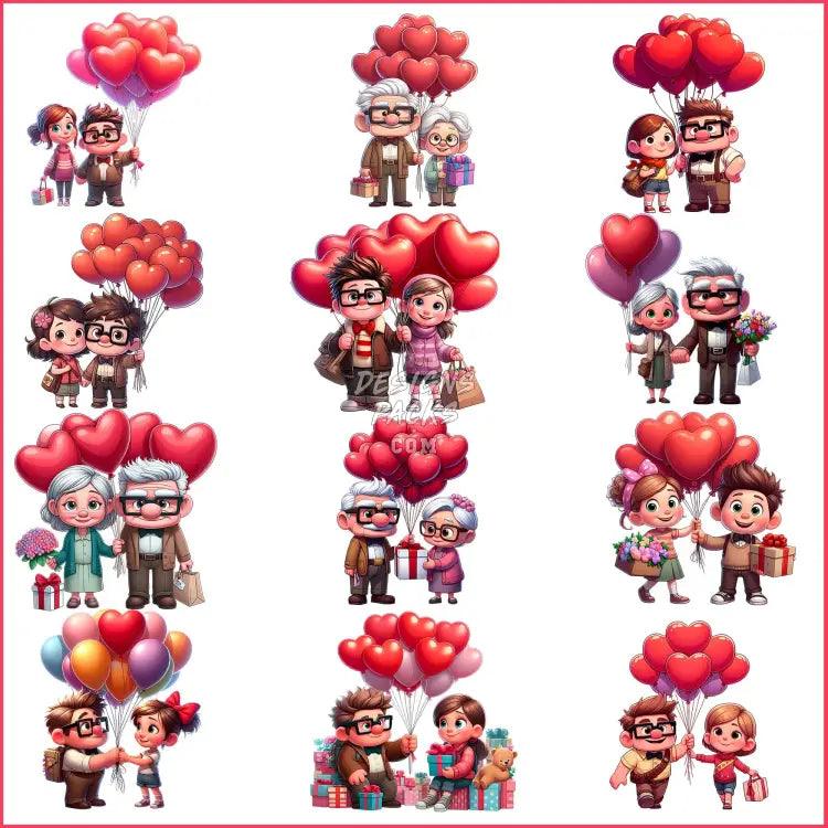 12 Carl And Ellie Cartoon Up Designs Bundle Png