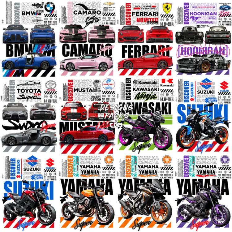 12 Cars & Bikes Designs Bundle Png