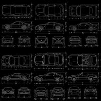 Load image into Gallery viewer, 12 Cars Blueprints Designs Bundle PNG

