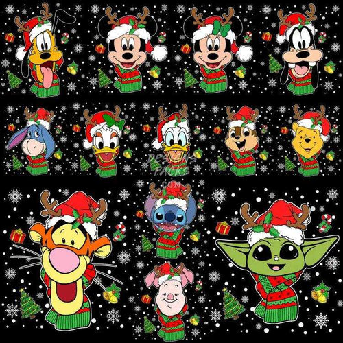 12 Christmas Cartoon Snow V2 Designs Bundle Png