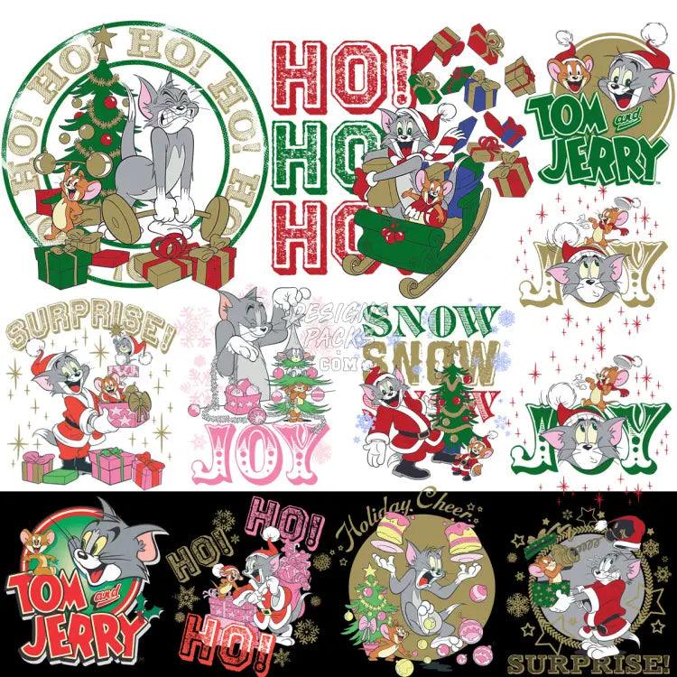 12 Christmas Cartoon Tom Designs Bundle Png