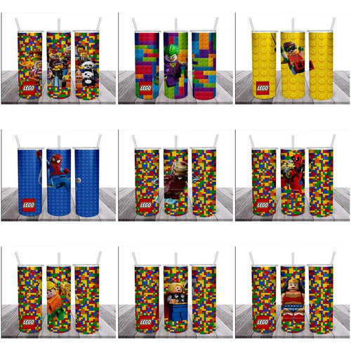 12 Colorful Lego Superhero Tumbler Wrap Designs Bundle JPG