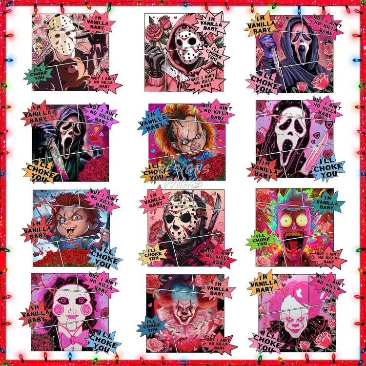 12 Comic Horror Valentine Designs Bundle Png