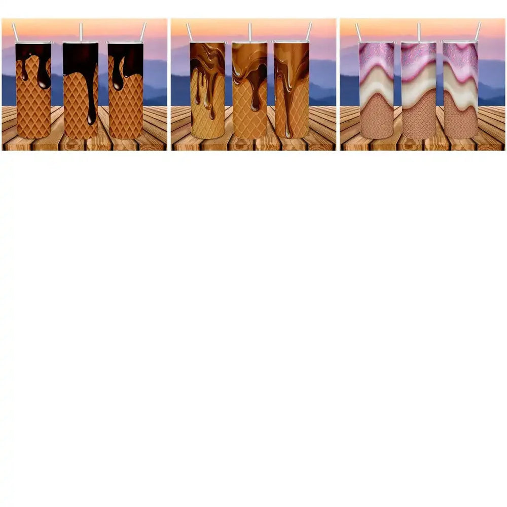 12 Cone Wafer Ice Cream Tumbler Wrap Designs Bundle JPG