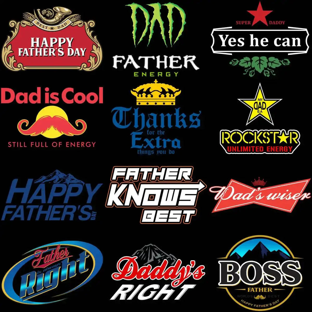 12 Dad Popular Drinks Logos Father's Day Designs Bundle PNG