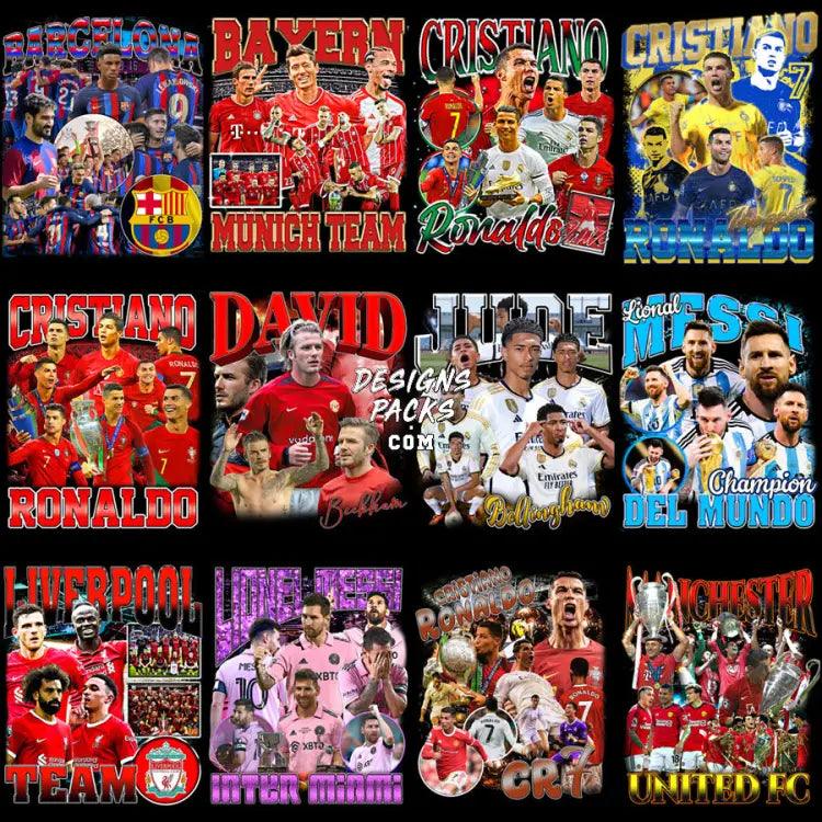 12 Football Soccer Players & Teams Bootleg Designs Bundle Png