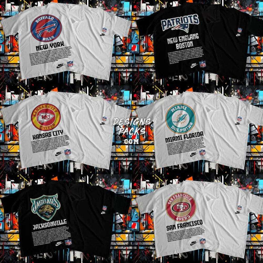 12 Football Street Wear Teams Designs Bundle Png + Psd