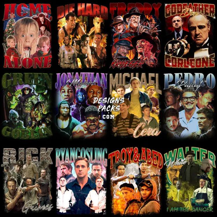 12 Movie Serie Artists Bootleg Designs Bundle Png