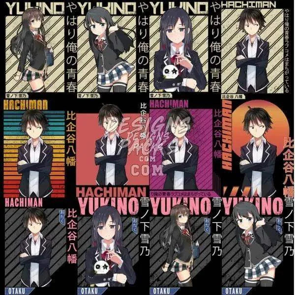 12 My Teen Romantic Comedy Anime Designs Bundle PNG