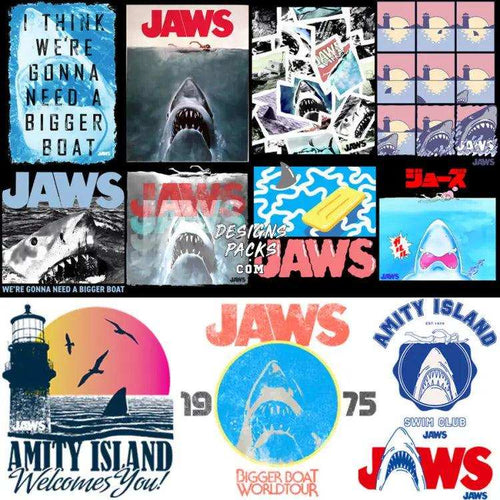 12 Shark Action Movie Designs Bundle Png