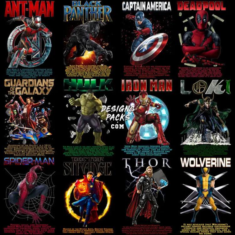 12 Super Heroes Text Style Movies Designs Bundle Png