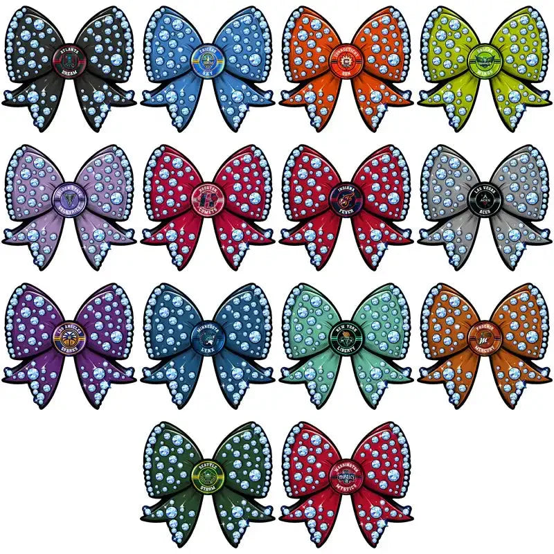 12 Women Basketball Teams Bling Bow Designs Bundle PNG