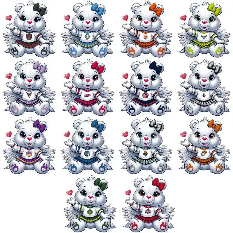 12 Women Basketball Teams Carebear Cheerleader Designs Bundle PNG