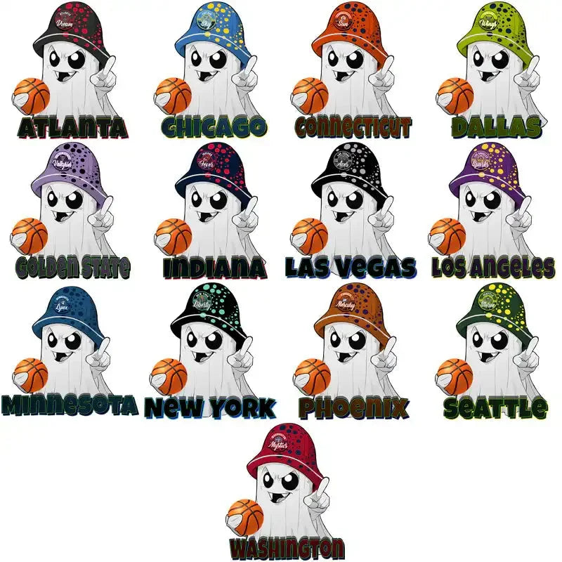 12 Women Basketball Teams Ghost Town Designs Bundle PNG