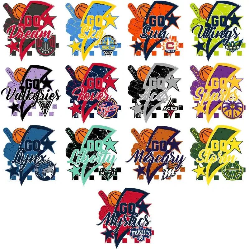 12 Women Basketball Teams Go Team Bolt Designs Bundle PNG