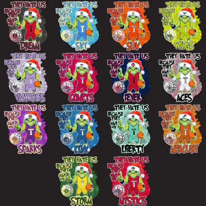 12 Women Basketball Teams Grinch They Hate Us v2 Designs Bundle PNG