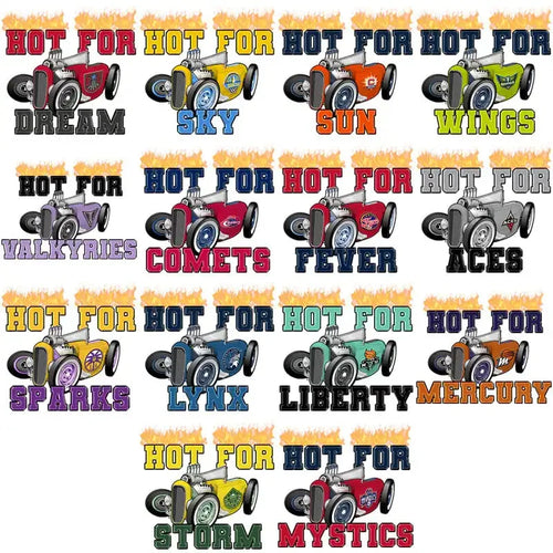 12 Women Basketball Teams Hot Rod Designs Bundle PNG
