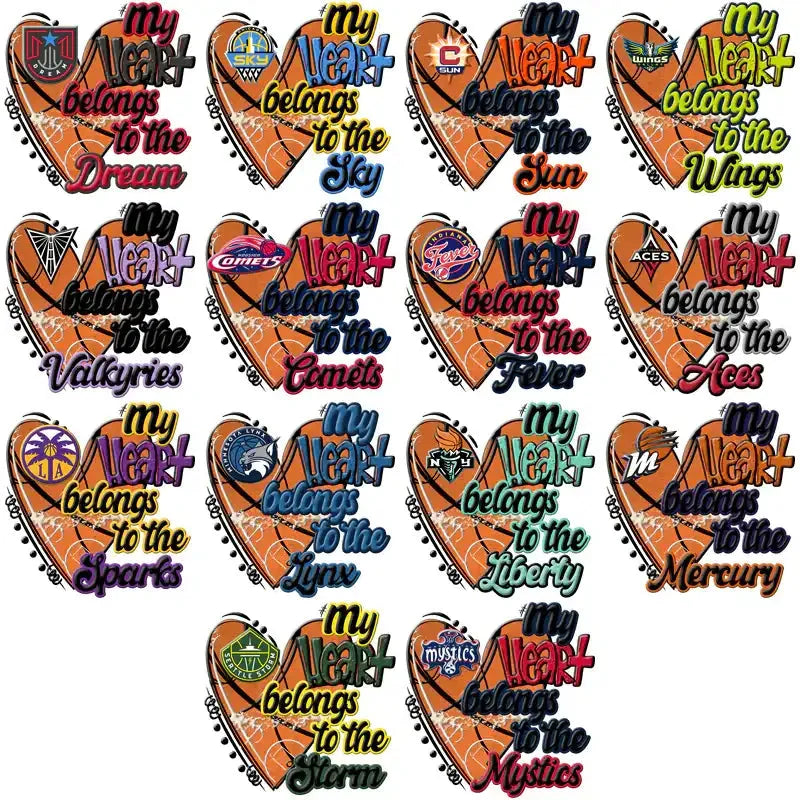 12 Women Basketball Teams My Heart Belongs Designs Bundle PNG