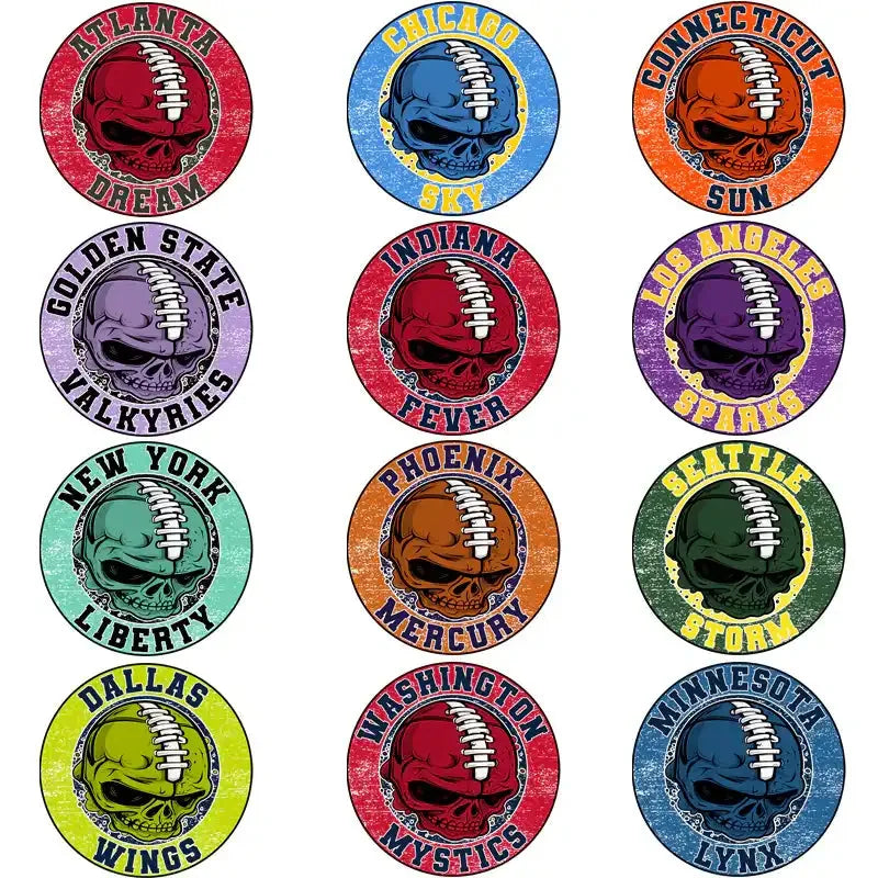 12 Women Basketball Teams Skull Logo Designs Bundle PNG