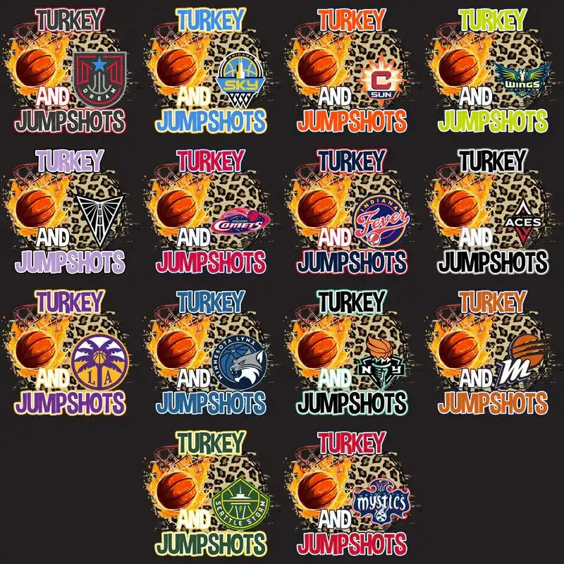 12 Women Basketball Teams Turkey Designs Bundle PNG